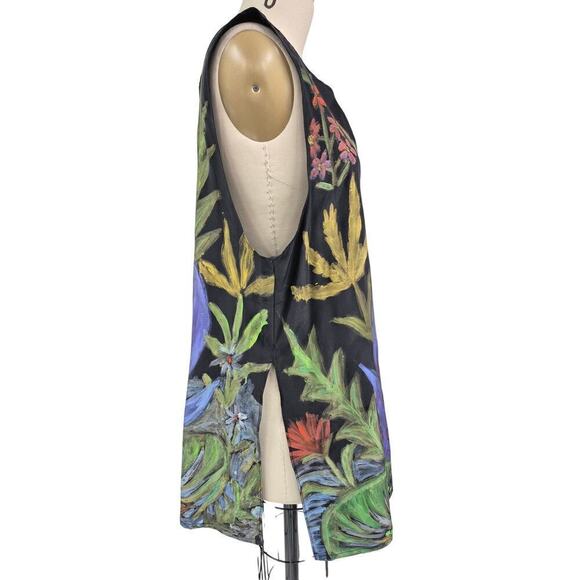 Glory Fibers original designs 100% silk hand painted dress black Iris Garden M - Picture 6 of 8